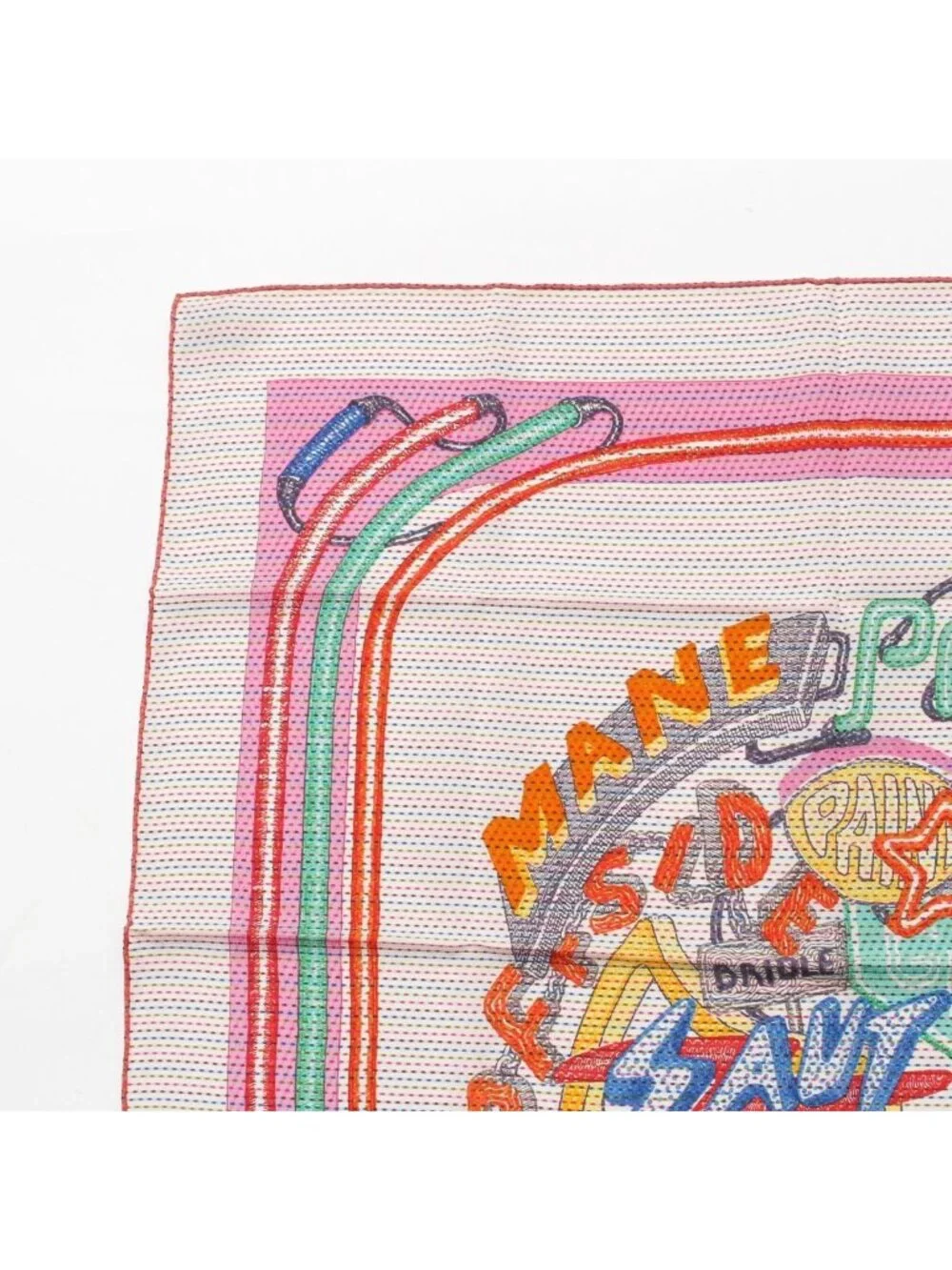 Hermes Carre 70 Cheval Oscope Neon Chevaloscope Pointier Silk Scarf White - Picture 2 of 10